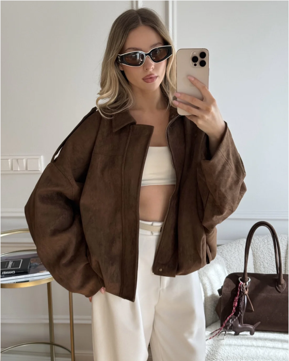 Oversized Velours Damenjacke | Luxuriöser Komfort & Lässiger Chic