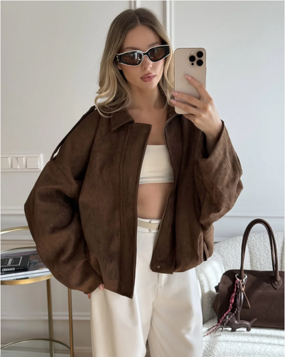 Oversized Velours Damenjacke | Luxuriöser Komfort & Lässiger Chic