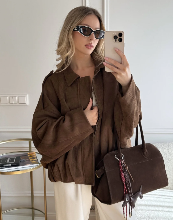 Oversized Velours Damenjacke | Luxuriöser Komfort & Lässiger Chic