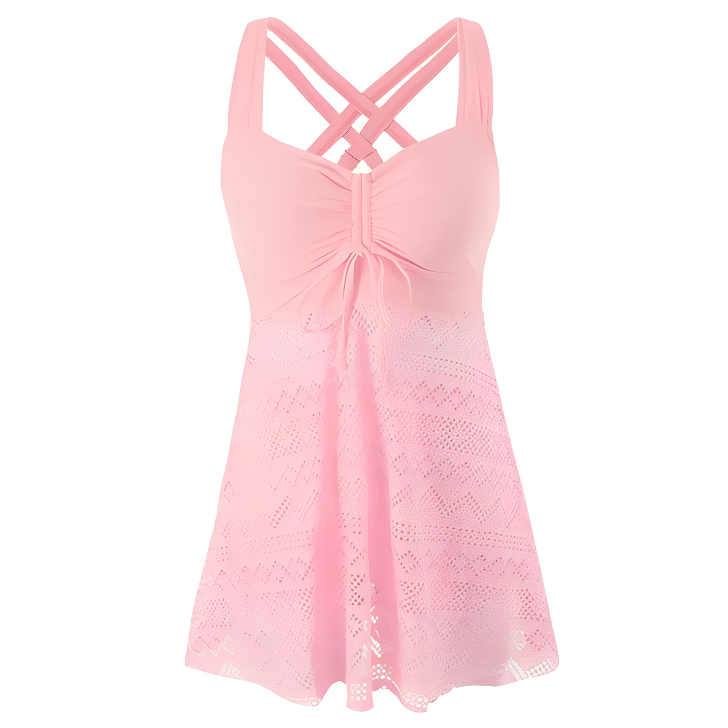 Damen Neckholder Badeanzug mit Spitzenverzierung – Eleganter Einteiler für Strand und Pool