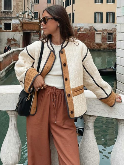 Zavrina | Damen Übergangsjacke Loose Fit, Bequeme Herbst Jacke mit Knöpfen