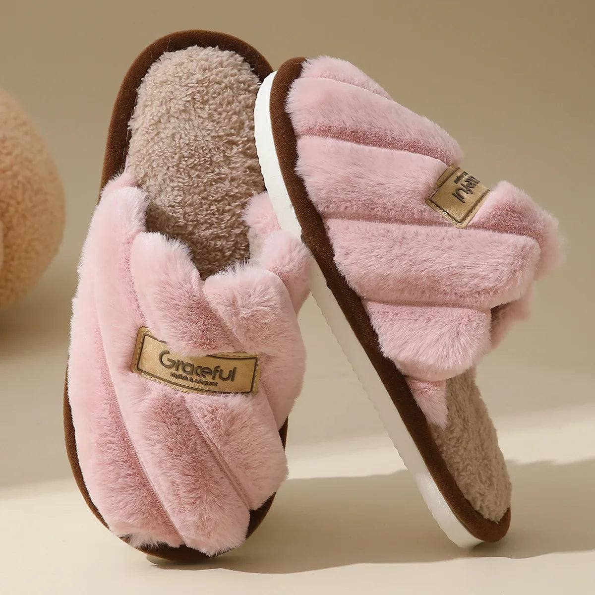 Serafielle | Damen Plush Slide Hausschuhe mit weicher Polsterung & Indoor Komfort