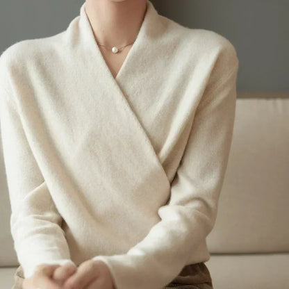 Eleganter Damen Kaschmir-Wickelpullover – Luxuriös, Weich & Stilvoll