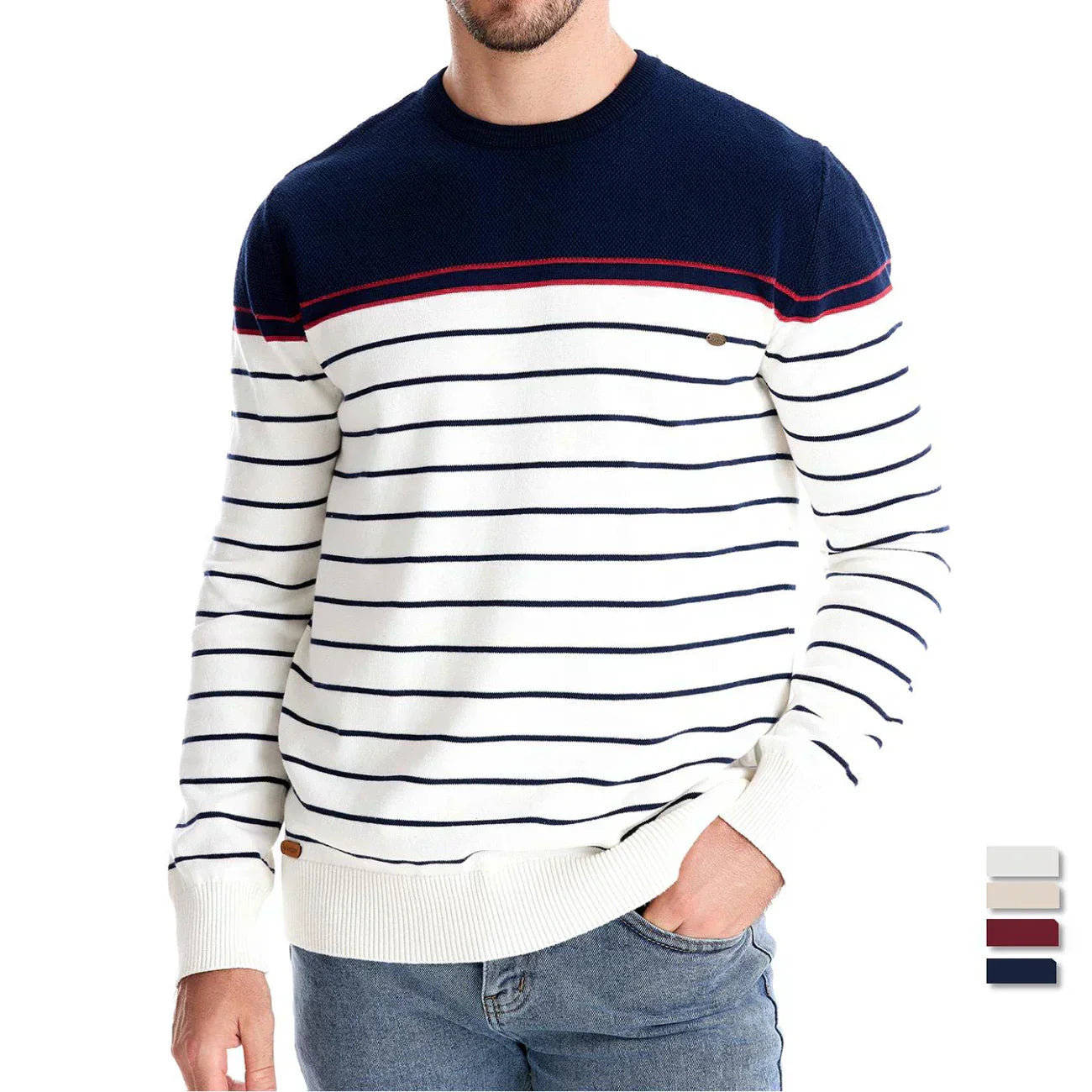 Maritimer Herrenpullover mit Streifenmuster | Klassisch & bequem für Alltag & Freizeit