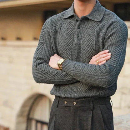 Eleganter Kaschmir Herren Strickpullover mit Polokragen – Luxuriös, Warm & Zeitlos