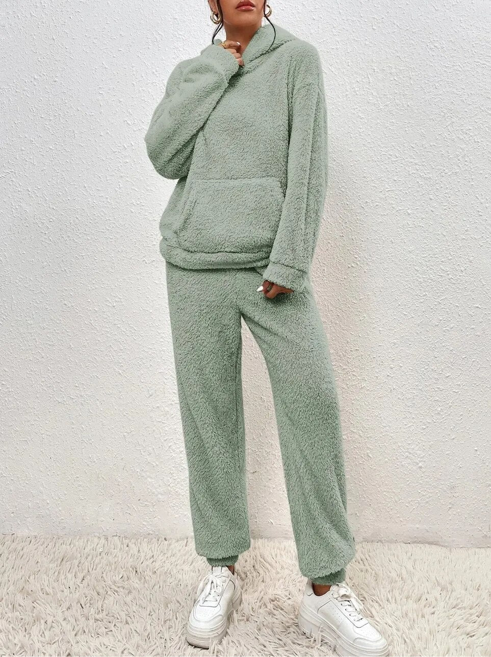 Geraldine – Teddy Lounge Set Damen | Kuscheliger Hoodie & Jogginghose Zweiteilig für Zuhause und Freizeit
