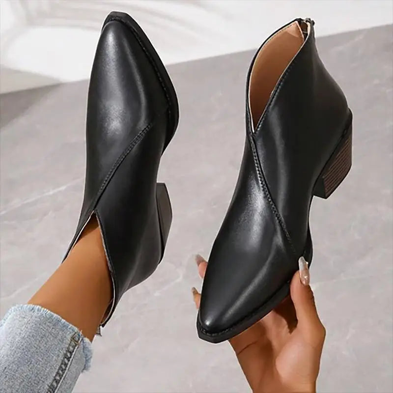 Priswina | Damen Ankle Boots mit Blockabsatz & Spitzem Zehenbereich – Elegante Business- und Casual-Stiefeletten für Jeden Tag