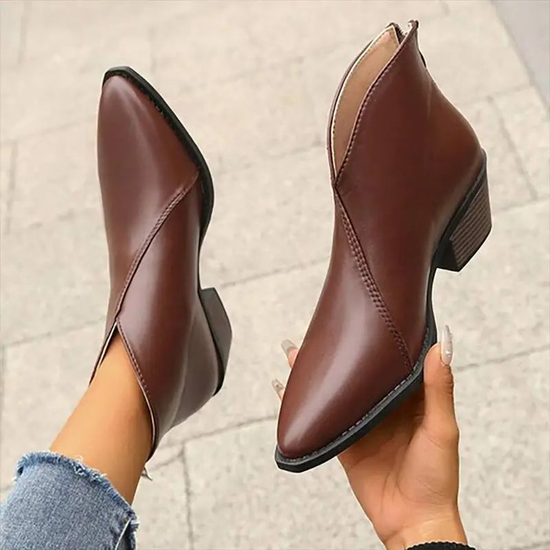 Priswina | Damen Ankle Boots mit Blockabsatz & Spitzem Zehenbereich – Elegante Business- und Casual-Stiefeletten für Jeden Tag