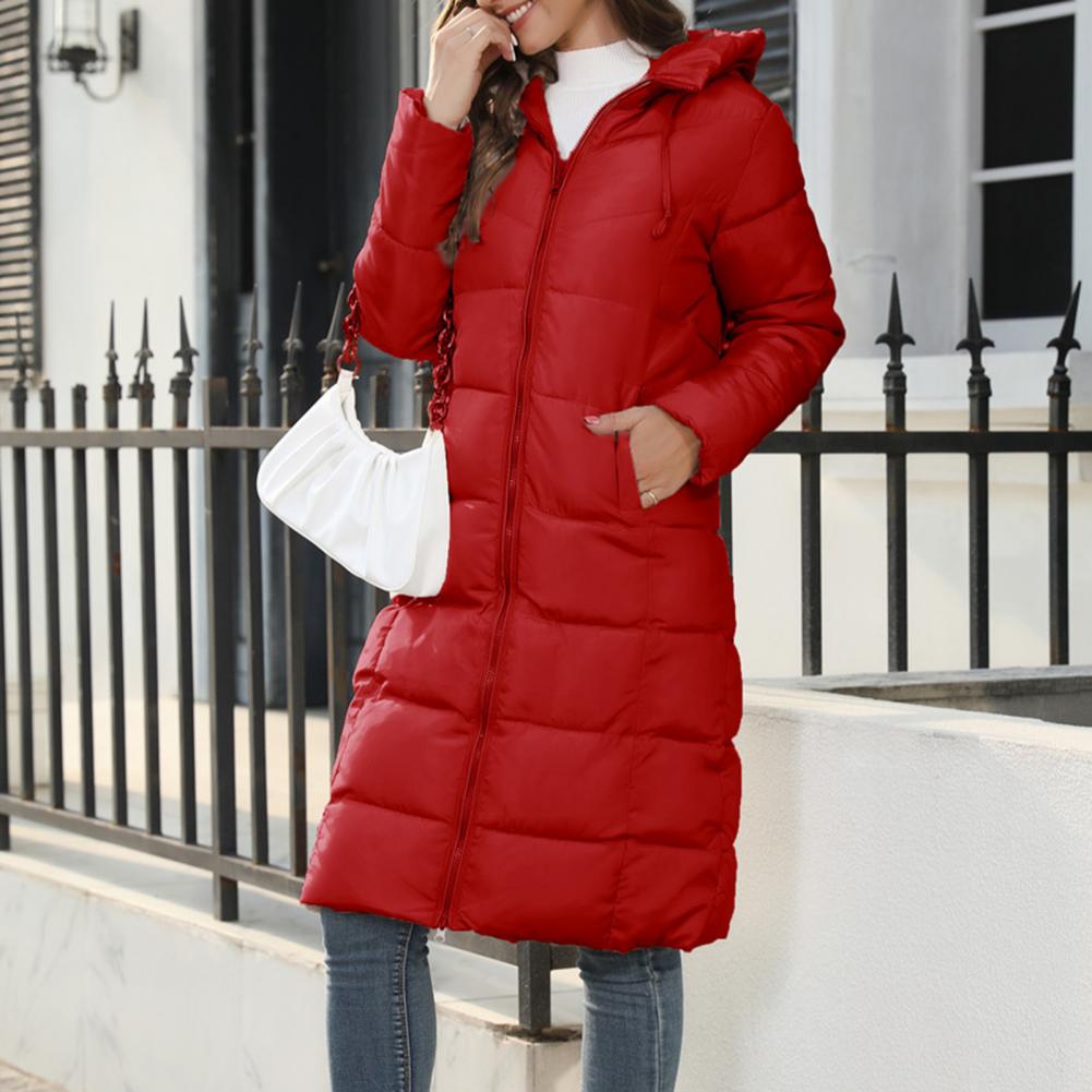 Noresia | Damen Lange Stepp-Daunenjacke mit Reißverschluss – Warmer, Leichter Wintermantel in Einfarbigem Design