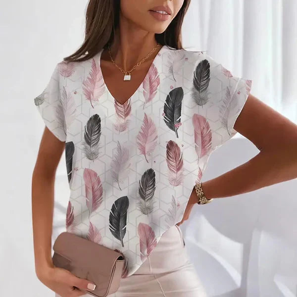 Valtie | Damen V-Ausschnitt Bluse mit stilvollem Print für Büro & Freizeit