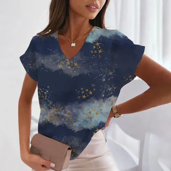 Valtie | Damen V-Ausschnitt Bluse mit stilvollem Print für Büro & Freizeit