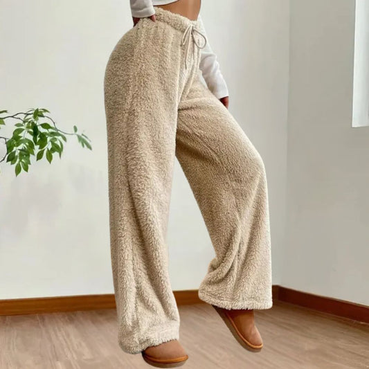 Weiche Plüschhose Damen |  Kuschelige Loungehose für Zuhause und Freizeit