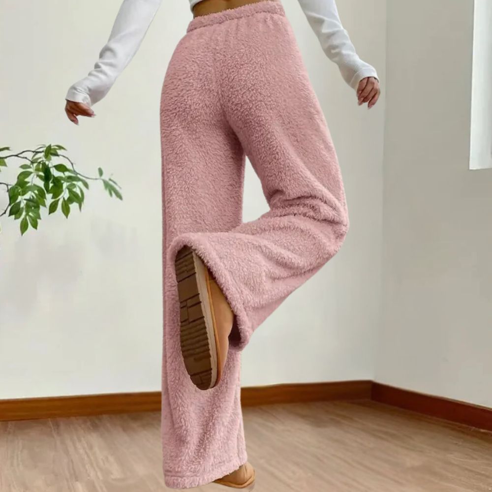 Weiche Plüschhose Damen |  Kuschelige Loungehose für Zuhause und Freizeit