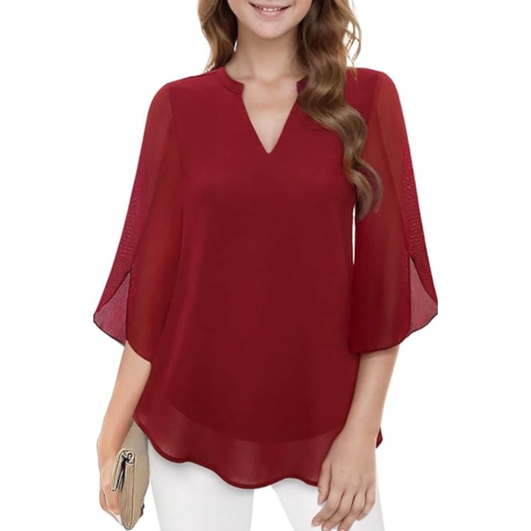 Leichte Bluse mit V-Ausschnitt – Feminin, Luftig & Vielseitig