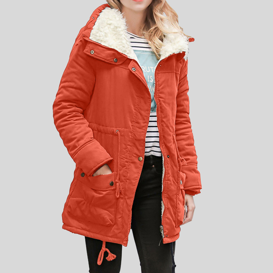 Caledonia | Damen langer Parka mit Teddyfutter, Kapuze und Tunnelzug