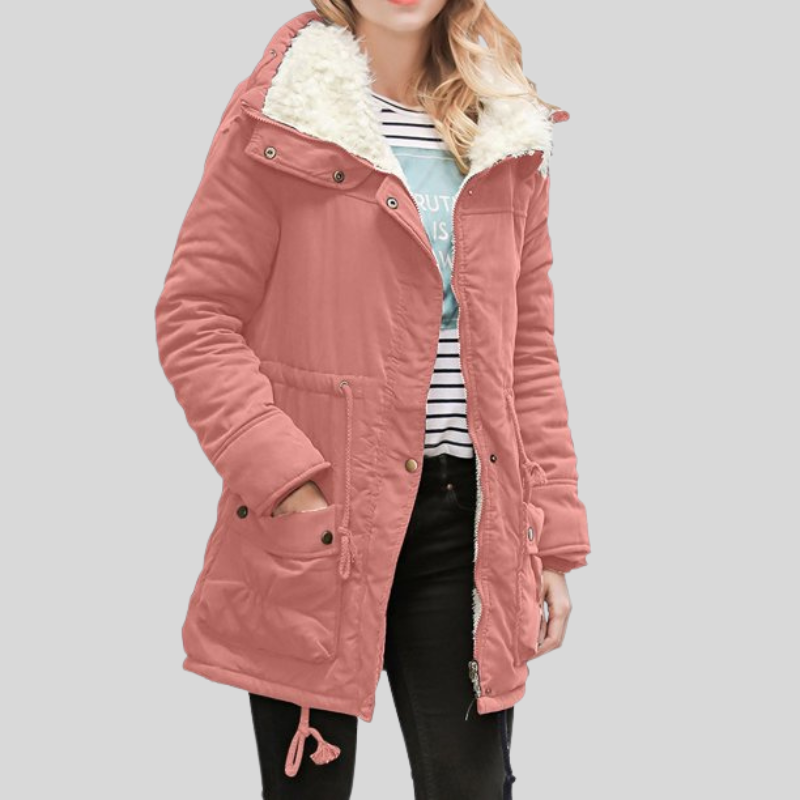 Caledonia | Damen langer Parka mit Teddyfutter, Kapuze und Tunnelzug