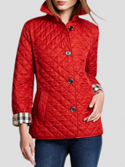 Gestepfte Damen Übergangsjacke mit Taillenriegel | Modern & Figurschmeichelnd