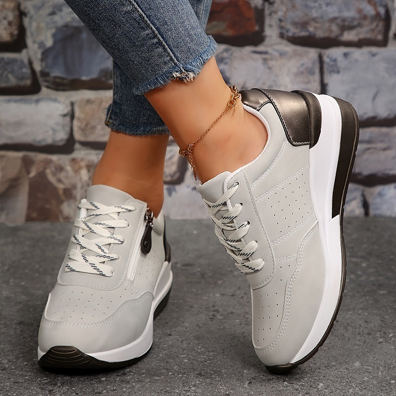 Sonlisse | Damen Plattform-Sneaker mit Reißverschluss & Schnürung | Stilvolle Orthopädische Komfortschuhe für Jeden Tag