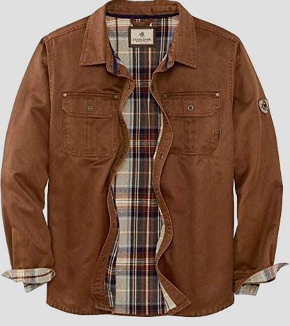 Wachsjacke Bomberstil Herren | Lässige Hemdjacke mit warmem Flanellfutter