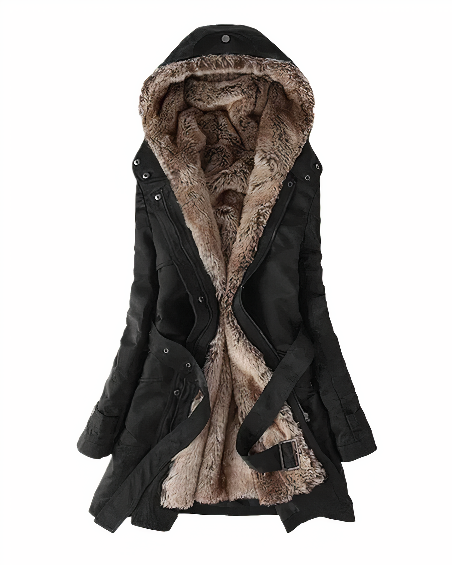 Paulindra | Damen Langer Parka mit Kapuze & Taillengürtel – Gefütterter Wintermantel für Wärme & Stil