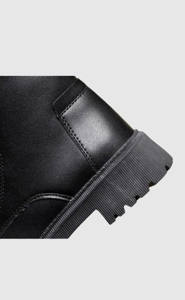 Rolande | Damen Schnürstiefeletten Schwarz, Leder-Optik mit Warmfutter & Rutschfester Profilsohle