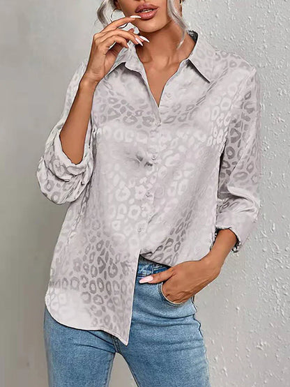 Alarisse | Damen Bluse mit Glanz-Effekt, Knopfleiste & Reverskragen – Elegante Langarmbluse für Büro & Freizeit