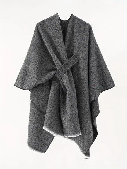 Wynlisse | Damen Asymmetrical Drape Shawl | Oversized Wrap mit Taillengürtel für Herbst & Winter