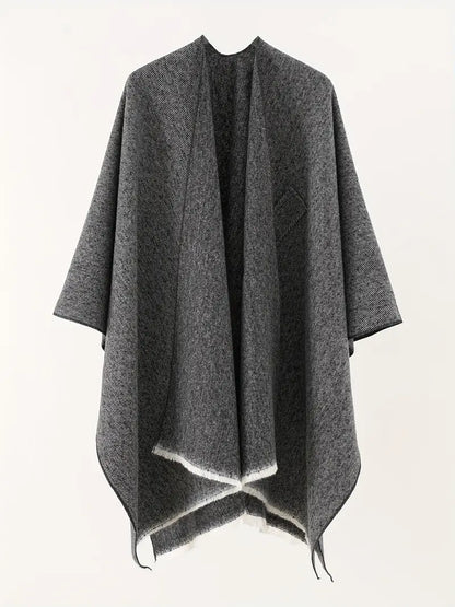 Wynlisse | Damen Asymmetrical Drape Shawl | Oversized Wrap mit Taillengürtel für Herbst & Winter