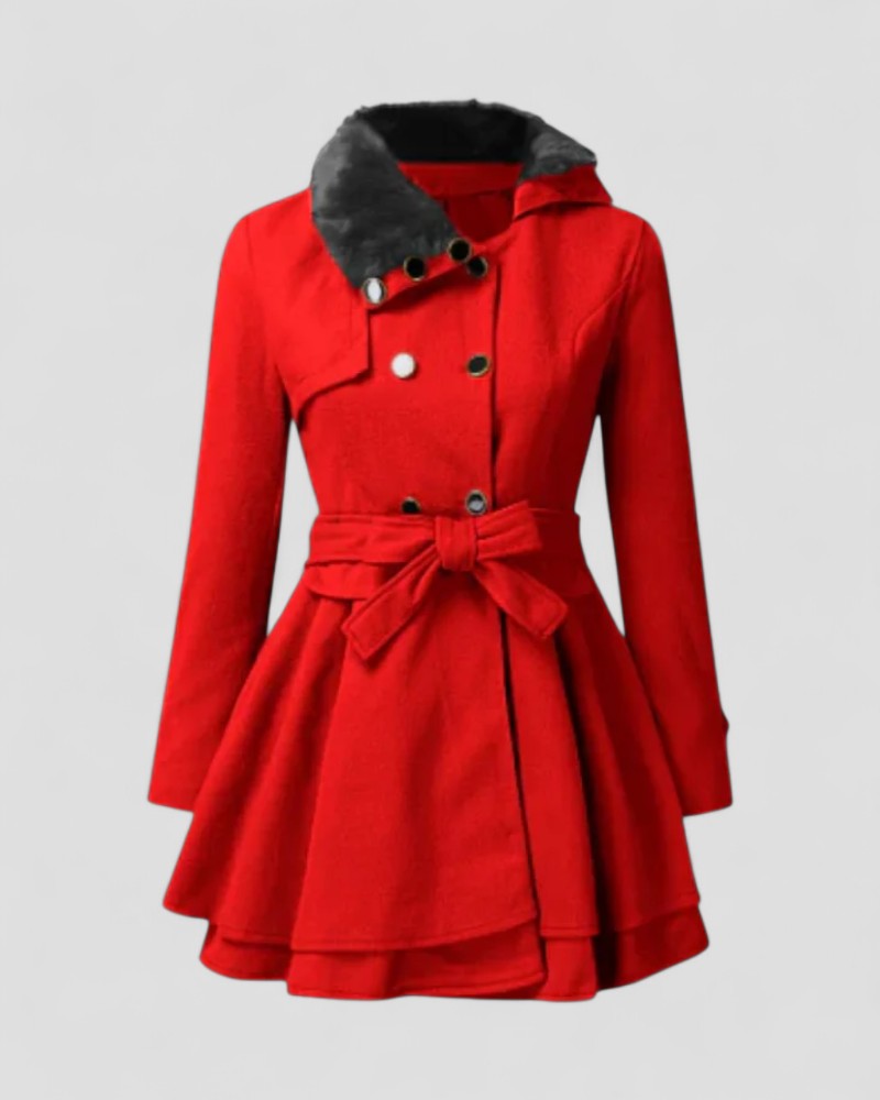 Yvendra | Damen Wintermantel – Doppelreihig, Tailliert & Mit Fellkragen