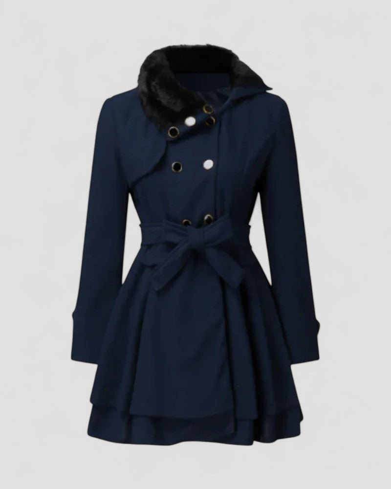 Yvendra | Damen Wintermantel – Doppelreihig, Tailliert & Mit Fellkragen