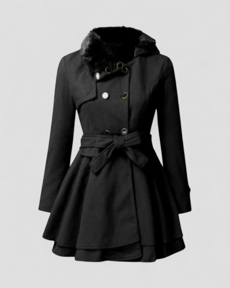 Yvendra | Damen Wintermantel – Doppelreihig, Tailliert & Mit Fellkragen