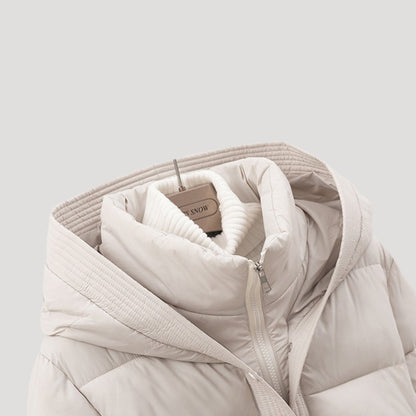 Yarlinda | Damen Steppjacke mit Kapuze – Gefütterter Wintermantel mit Taillengürtel