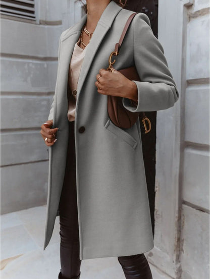 Wiveline | Eleganter Damen Long Tailored Coat | Strukturiertes Design für stilvolles Layering