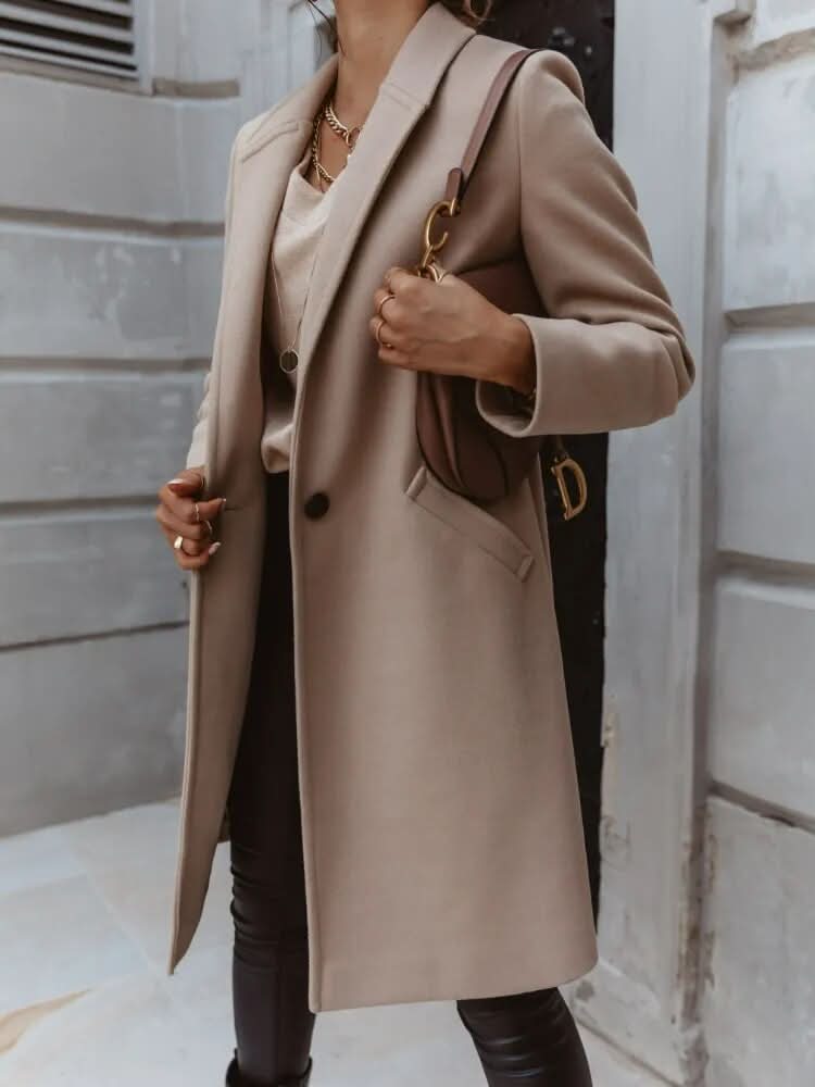 Wiveline | Eleganter Damen Long Tailored Coat | Strukturiertes Design für stilvolles Layering