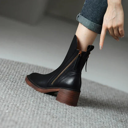 Sonnetta | Damen Ankle Boots mit Blockabsatz, Reißverschluss & elegantem Design