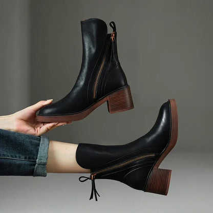 Sonnetta | Damen Ankle Boots mit Blockabsatz, Reißverschluss & elegantem Design