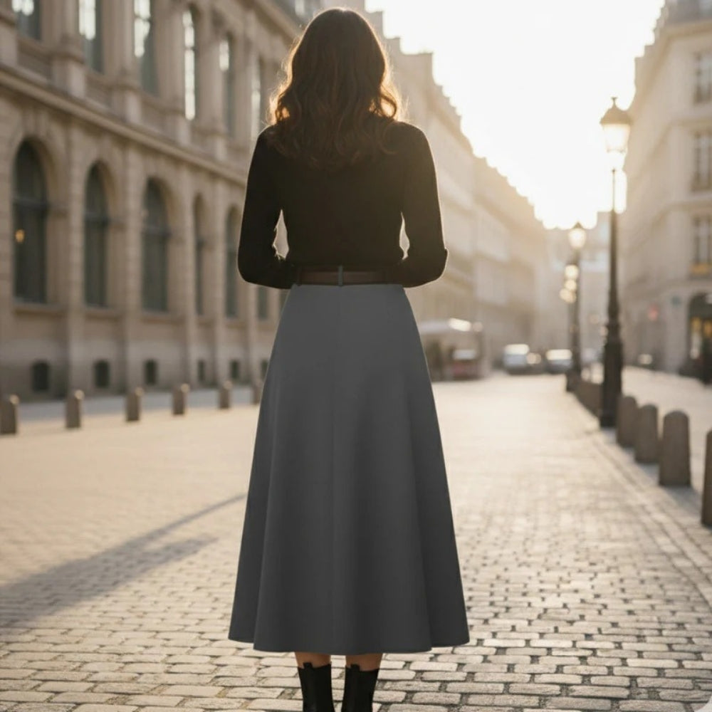 Damen Plissierter Midi-Rock mit Gürtel – A-Linien Rock für Alltag, Büro und elegante Outfits