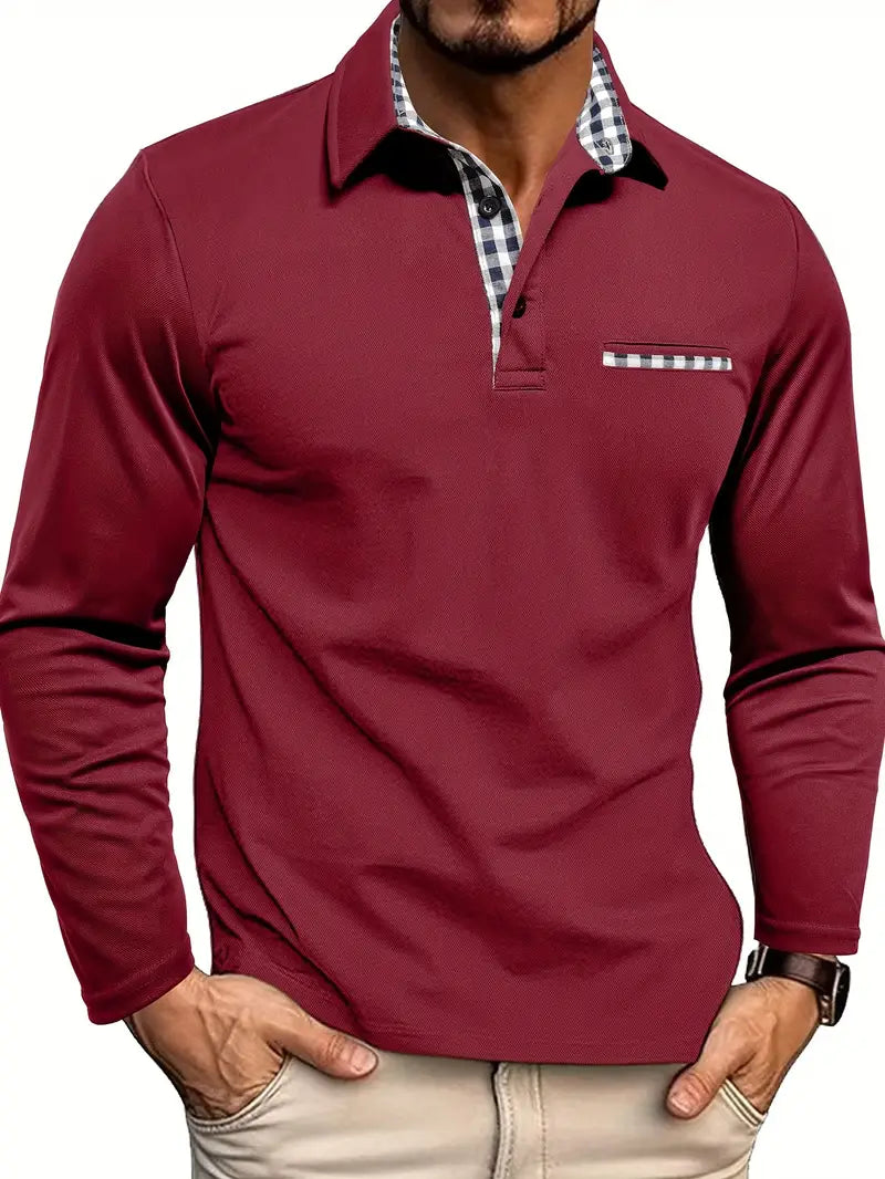 Herren Longsleeve Poloshirt mit Modernem Kontrastdesign | Stylisch & Komfortabel für Jeden Tag