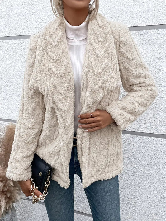 Xylia | Damen Teddy Jacke in Weiß mit Plüschfell & Eleganter Passform