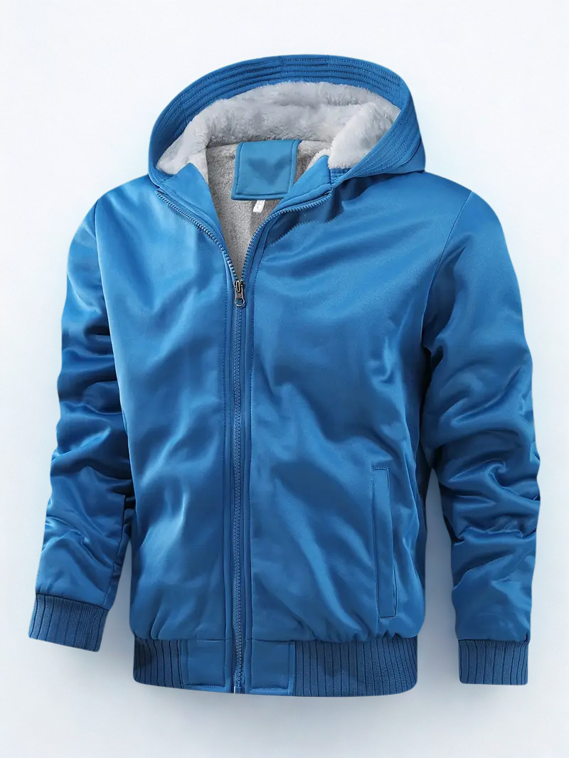 Frederick | Herren Kapuzenjacke mit Reißverschluss | Fleece gefütterte Übergangsjacke in Uni-Farbe