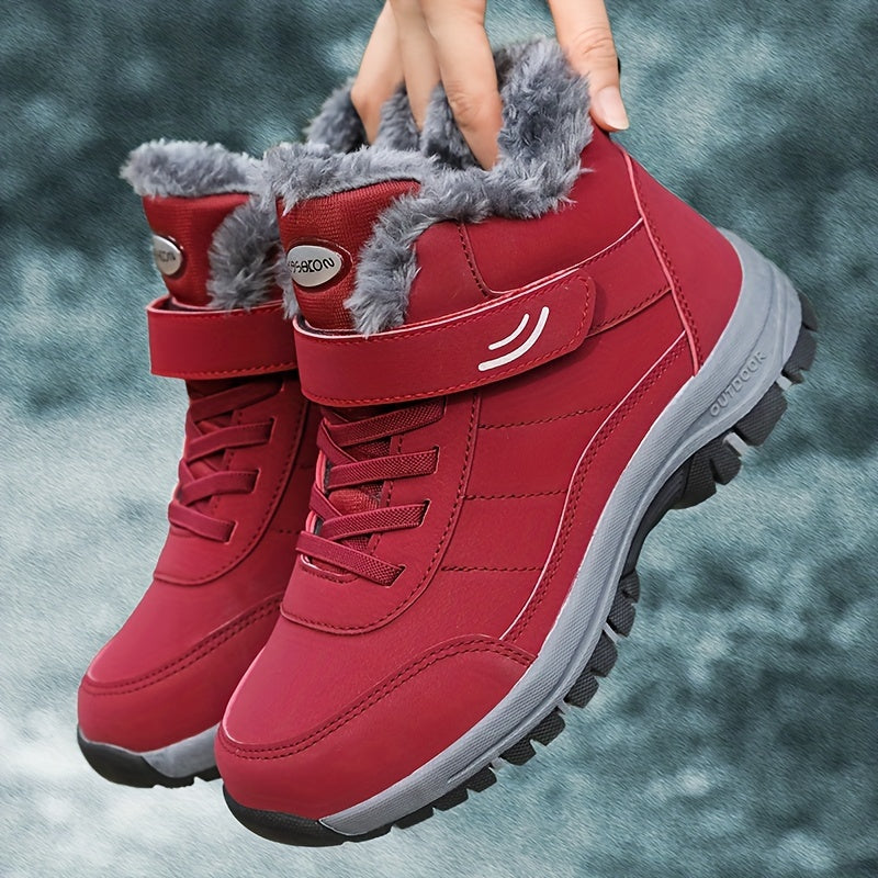 Claribella | Unisex Winterstiefel Knöchelhoch mit Klett- & Schnürverschluss, Warm Gefüttert