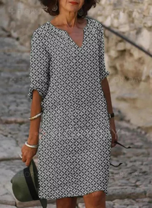 Leichtes Sommerkleid mit Allover-Muster – Zeitlos, Komfortabel & Vielseitig