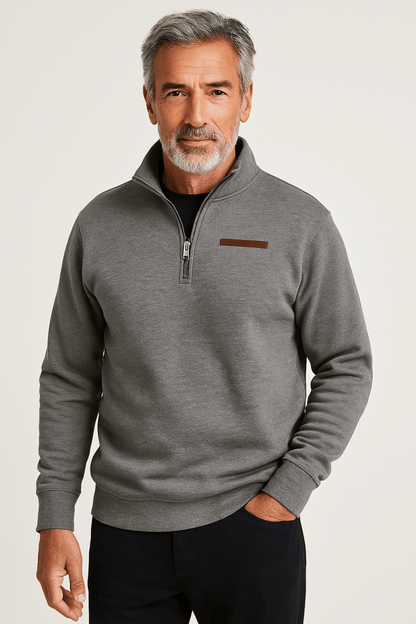 Herren Sport Sweatshirt mit Reißverschluss & Stehkragen | Warme Funktionsjacke für Alltag & Training