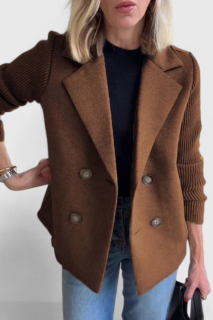 Damen Blazer mit Strickärmeln & Doppelreihe | Elegant & Modern