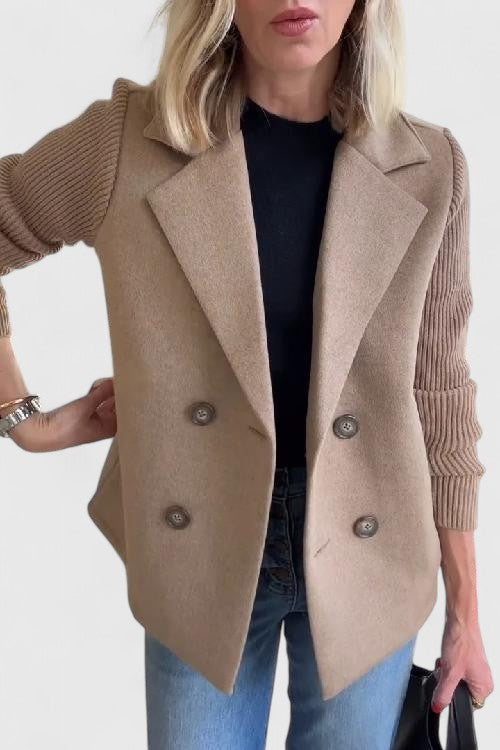 Damen Blazer mit Strickärmeln & Doppelreihe | Elegant & Modern