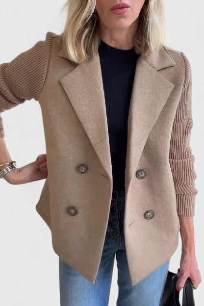 Damen Blazer mit Strickärmeln & Doppelreihe | Elegant & Modern