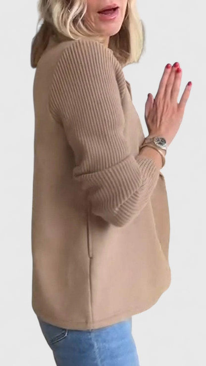 Damen Blazer mit Strickärmeln & Doppelreihe | Elegant & Modern