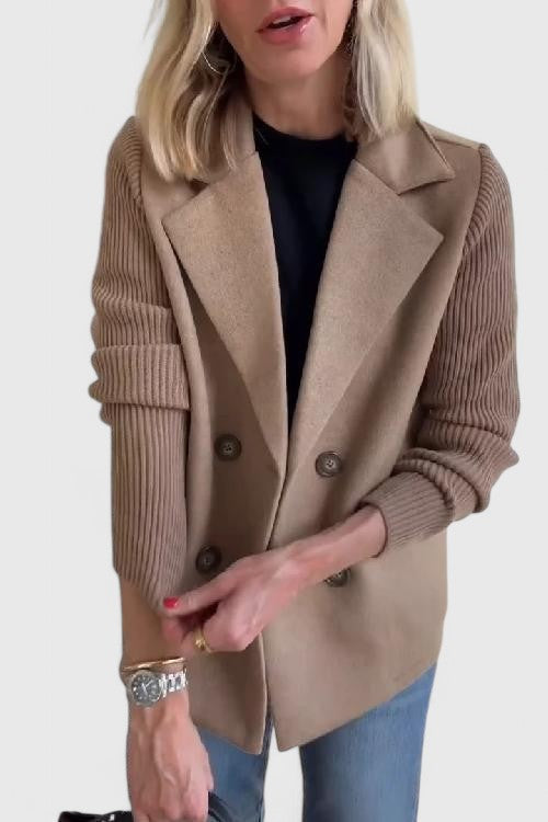 Damen Blazer mit Strickärmeln & Doppelreihe | Elegant & Modern