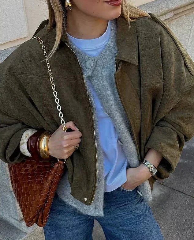Oversized Velours Damenjacke | Luxuriöser Komfort & Lässiger Chic