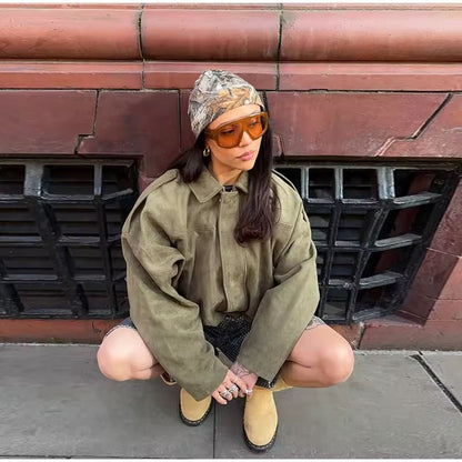 Oversized Velours Damenjacke | Luxuriöser Komfort & Lässiger Chic